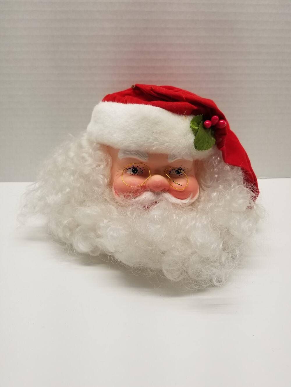 Vintage Santa Head With Fluffy Beard Christmas Ornament Santa Claus JAC 1984